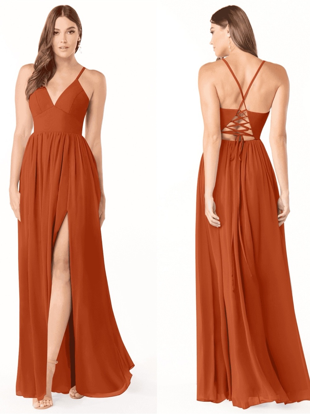 Azazie Aida Burnt Orange size A8